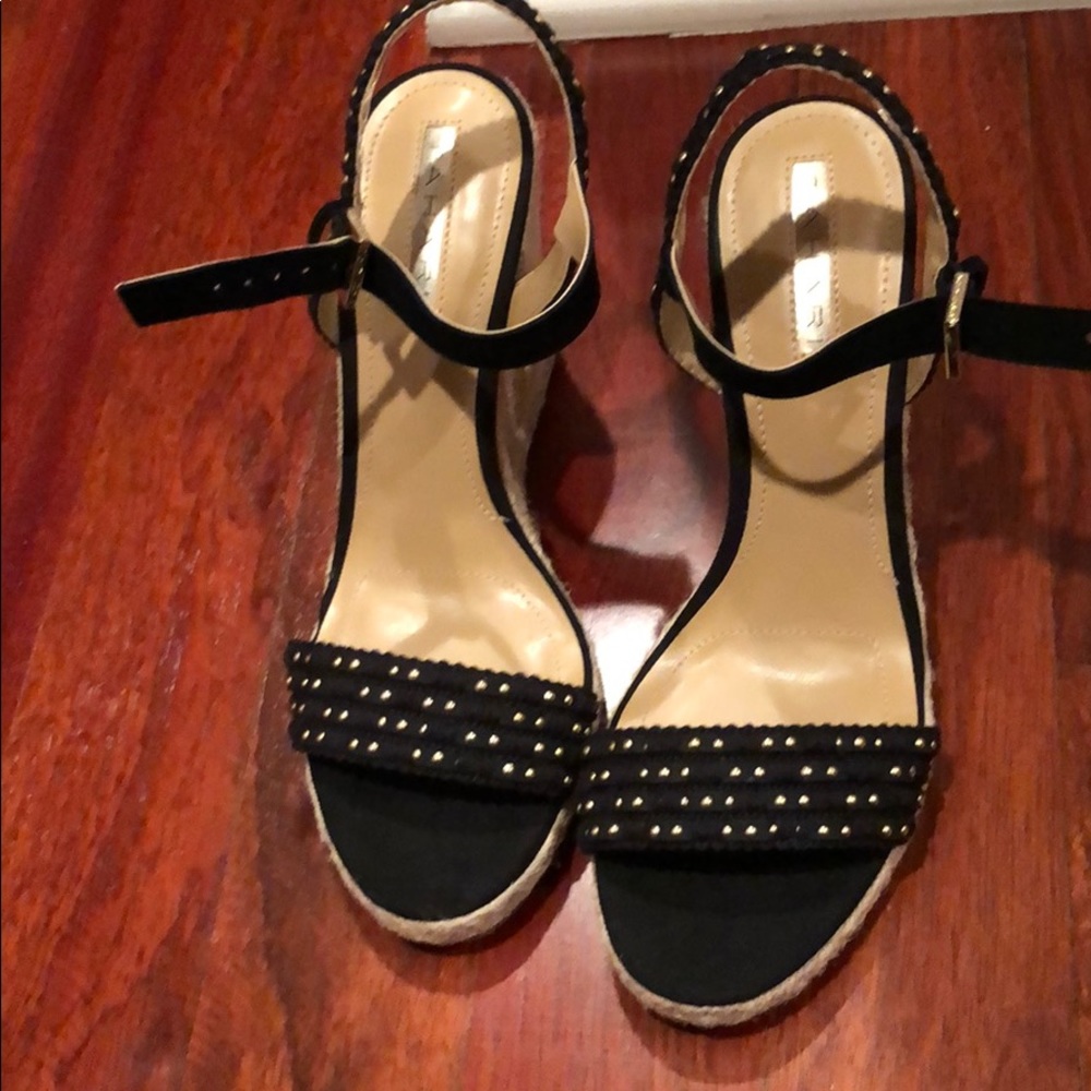 Tahari suede studded wedges